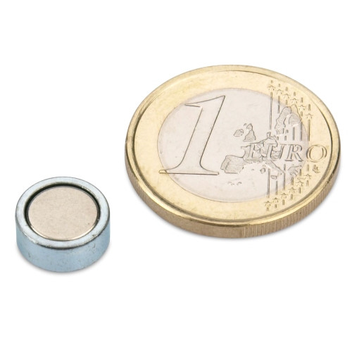 Pinza plana magnética de neodimio Ø 10,0 x 4,5 mm, zinc - sujeta 2,5 kg