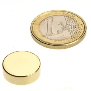 Disco magnético Ø 15,0 x 5,0 mm N40 oro - sujeta 4,8 kg