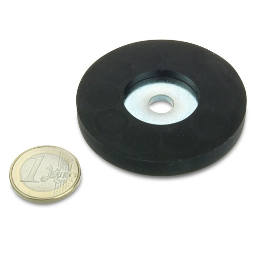 Sistema magnético Ø 57 mm engomado con taladro Ø 8 - sujeta 20 kg