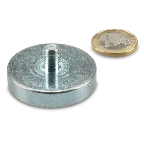 Pinza plana magnética de neodimio Ø 42,0 x 9,0 mm, rosca M8x11 - sujeta 68 kg