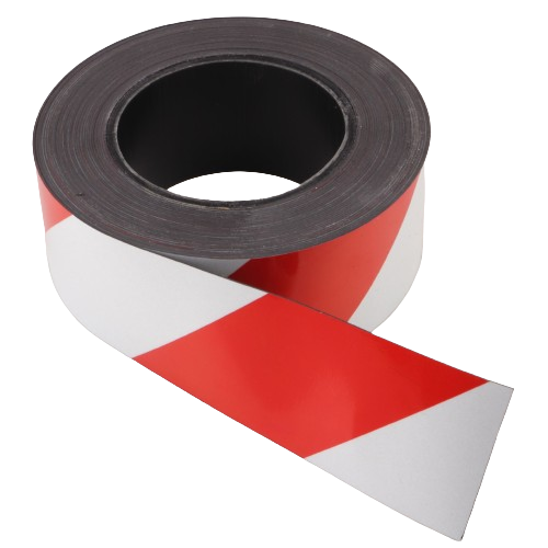 Cinta de advertencia magnética, reflectante 10 metros x 50 mm rojo/blanco