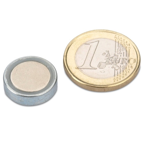 Pinza plana magnética de neodimio Ø 20,0 x 6,0 mm, zinc - sujeta 14 kg