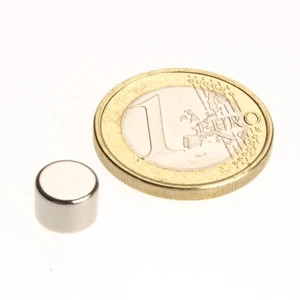 Disco magnético Ø 8,0 x 6,0 mm N35 níquel - sujeta 2,2 kg