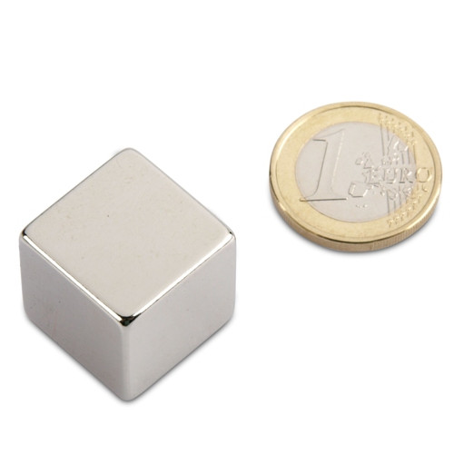 Cubo magnético 20,0 x 20,0 x 20,0 mm N45 níquel - sujeta 25 kg