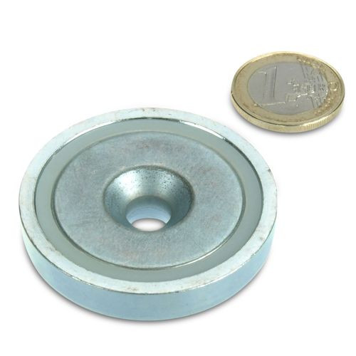 Pinza plana magnética de neodimio Ø 48,0 x 11,5 mm con avellanad - sujeta 87 kg