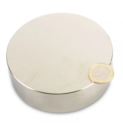 Disco magnético Ø 100,0 x 30,0 mm N45 níquel - sujeta 300 kg