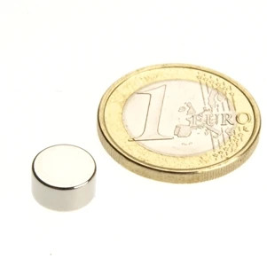 Disco magnético Ø 9,0 x 5,0 mm N50 níquel - sujeta 2,4 kg