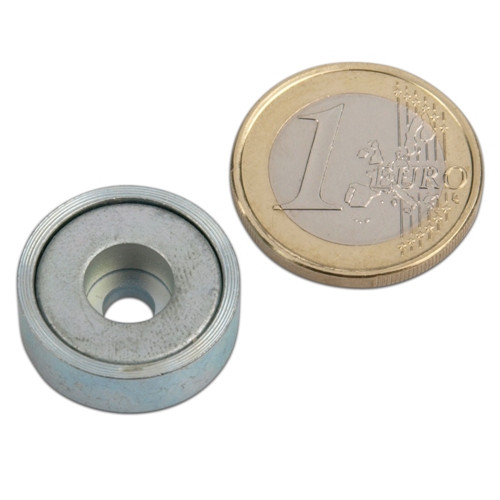 Pinza plana magnética de neodimio Ø 20,0 x 7,0 mm con taladro - sujeta 6 kg
