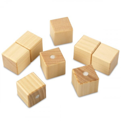 Cubo de madera con imán de neodimio - set de 8 cubos magnéticos