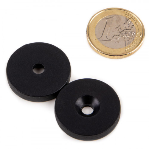 Aro magnético avellanado Ø 25,0x4,5x4,4 mm funda de plástico - negro