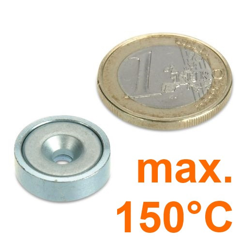 Pinza plana magnética de neodimio Ø 16,0 x 5,0 mm con avellanad - capacidad 150°C