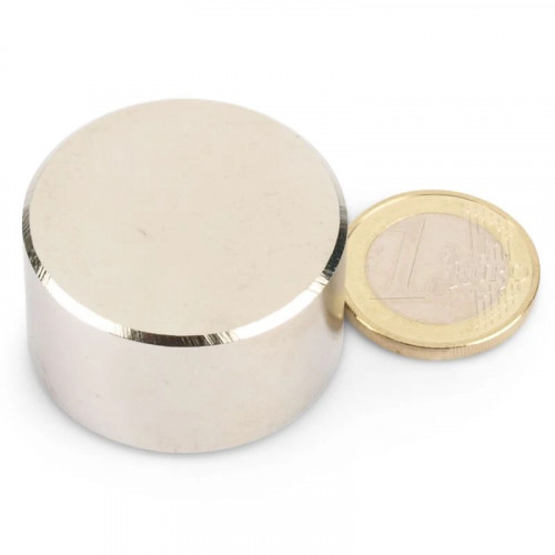 Disco magnético Ø 35,0 x 20,0 mm N42 níquel - sujeta 38 kg